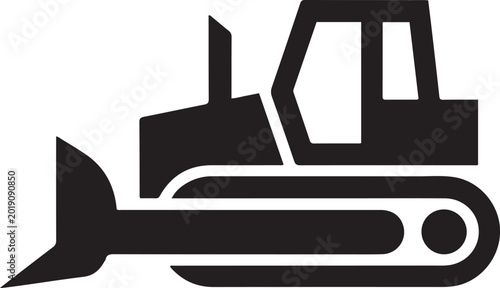 Billede på lærred Bulldozer icon Flat Vector illustration