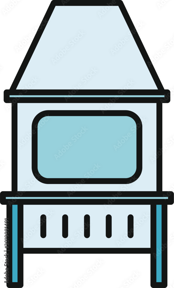 Fototapeta premium Drawing portraying an isolated wood burning stove providing warmth