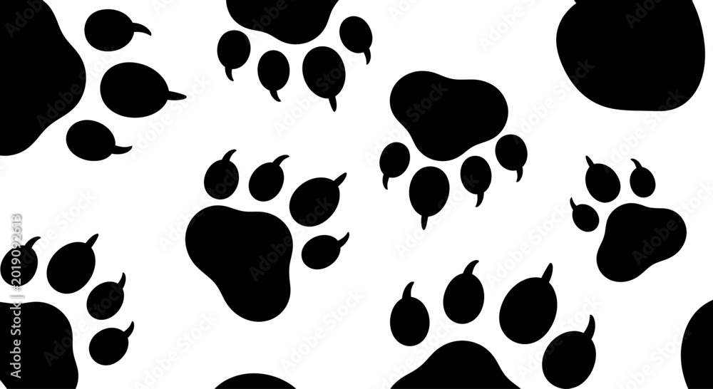 Fototapeta premium Paw Print Pattern Seamless Background