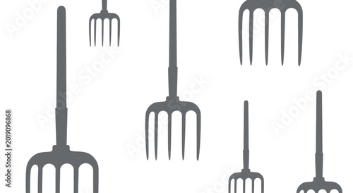 Принти на полотні Pitchfork Silhouette Collection Isolated on White Background