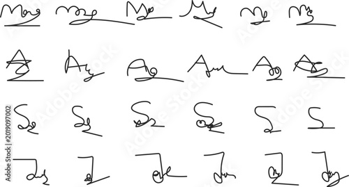 Hand-Drawn Signature Icons - Editable Cursive Letters and Signatures