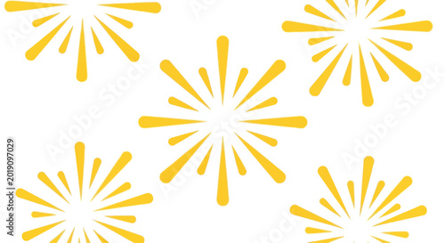 Fotografie Yellow Starbursts on White Background