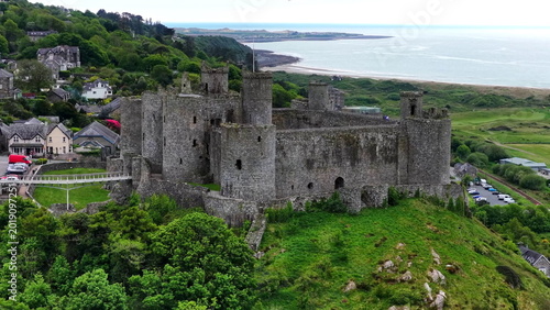 Canvastavla Castell Harlech Castle and Town Snowdonia Wales