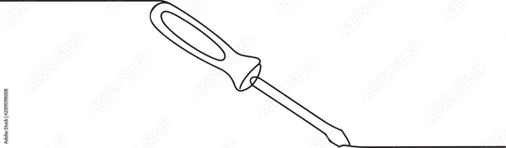 Obraz premium Continuous editable line drawing of screwdriver. Single line screwdriver icon. Continuous line drawing of screwdriver. one line icon drawing vector