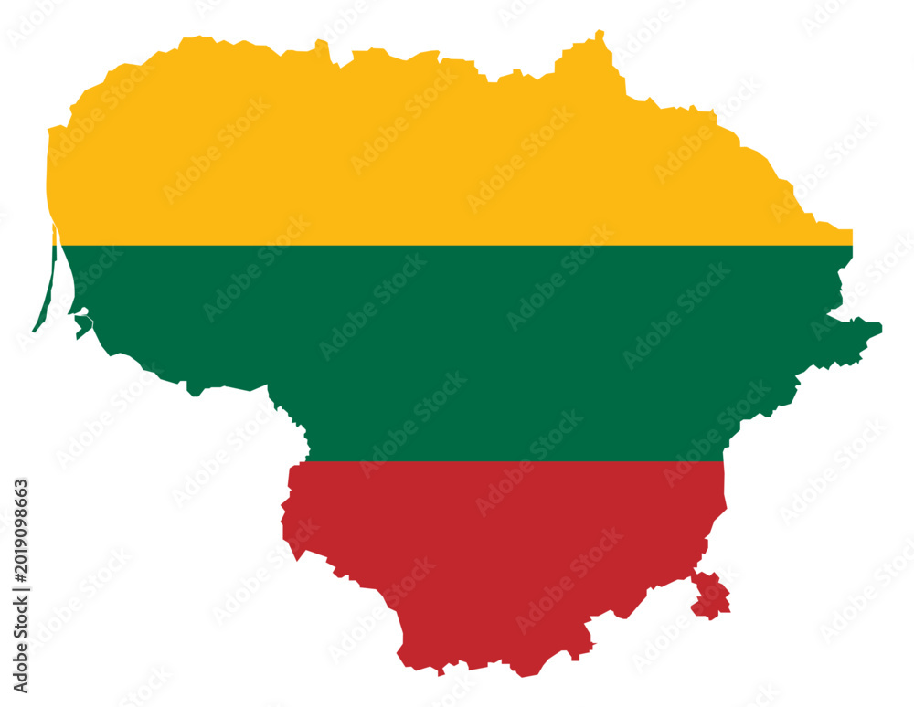 Obraz premium Lithuania Flag on Lithuania Map Europe Country