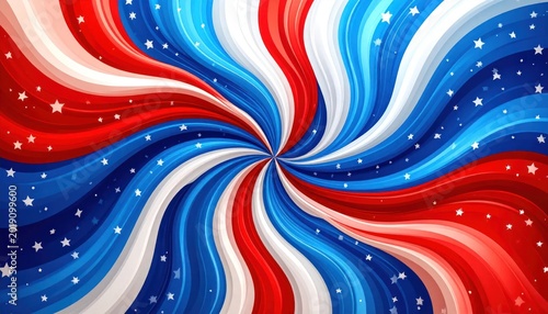 Vibrant Patriotic Swirl Starry Night Background.