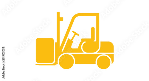 Cuadro en lienzo Yellow Forklift Icon on White Background