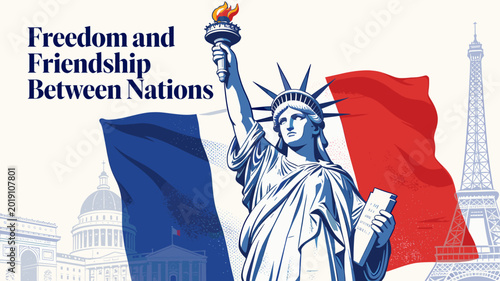 Photography The Statue of Liberty and the Eiffel Tower symbolize freedom and friendship between France and the United States