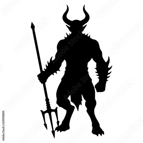 Photography Silhouette of a Demon with Trident.