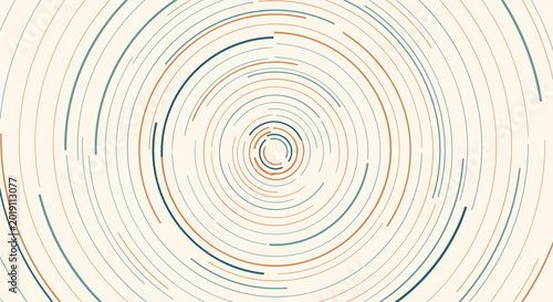 Abstract concentric circles pattern in beige blue and brown colors