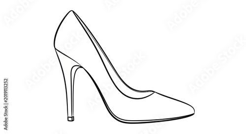 Photos Elegant high heel shoe sketch, fashion footwear, minimalist line art, classic pu