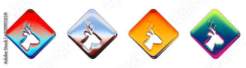 Photography 3D rendered hologram icon pack featuring wild animals sign