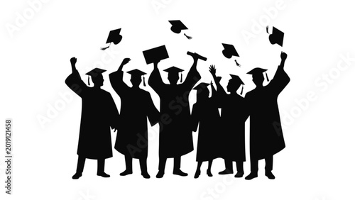 Tableau sur toile Group of Happy Graduates Celebrating Graduation Ceremony
