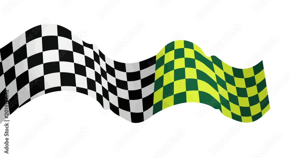 Fototapeta premium Waving Checkered Flag and Green Checkered Flag for Racing and Victory