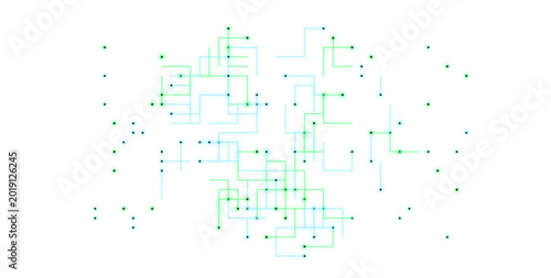 Schilderij op canvas PNG image of Abstract digital network circuit board illustration, green and blue