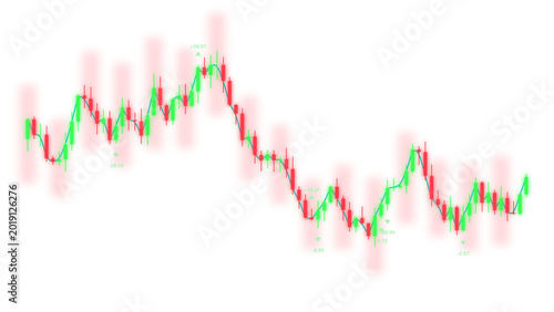 PNG isolated image of Financial candlestick chart with green and red bars, stock market trading graph, digital forex exchange data visualization for investment analysis isolated on Transparent
