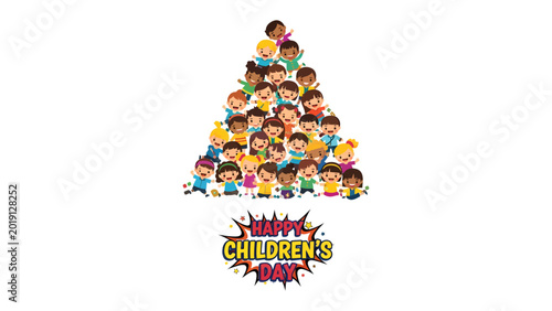 Fotografija Children's Day: A vibrant illustration celebrating the innocence and joy of childhood, showcasing a cheerful gathering of children in a colorful display