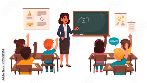 Educator in the Classroom: An educator stands before a classroom of eager students, inspiring a spirit of curiosity, knowledge, and growth, fostering an environment where young minds can flourish.