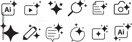 AI generation technology symbols and smart processing sign