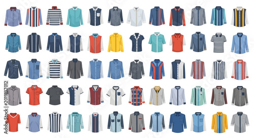 Quadro em tela Variety of colorful casual shirts.