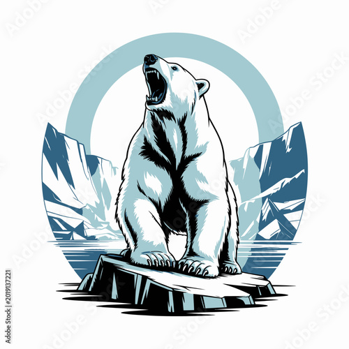 Obraz na płótnie Polar bear standing on ice block.