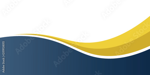 Modern Minimalist Fluid Wave Illustration in Blue and Gold Tones