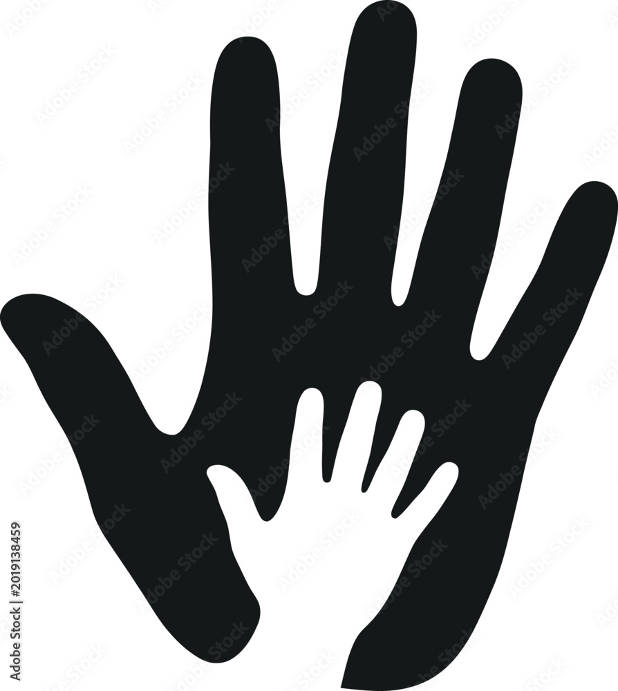 Obraz premium Adult and Child Hand Silhouette Icon