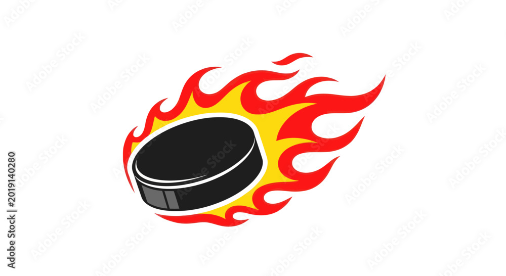 Fototapeta premium Hockey Puck on Fire - Dynamic Sports Action