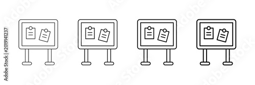 Cuadro en lienzo Announcement Board Icons Vector Set In Different Stroke Line Style