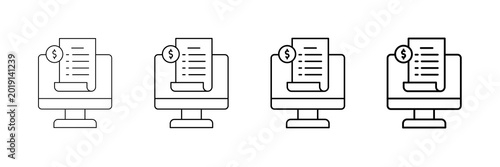 Tableau sur toile Expense Report Icons Vector Set In Different Stroke Line Style
