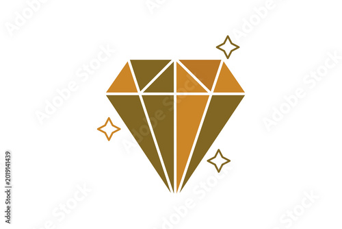 Photos Flat Diamond Icon Illustration With Sparkles Gem Jewel Symbol Representing Luxur
