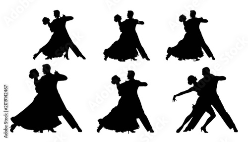 Fotografía Black silhouette ballroom dance couples