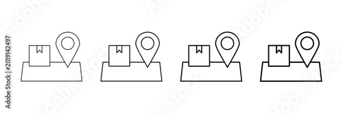Photos Pickup Point Icons Vector Set In Different Stroke Line Style