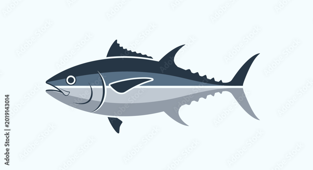 Fototapeta premium Stylized illustration of a bluefin tuna fish