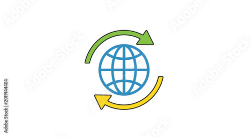 Fotografía Earth Globe with Circular Arrows.