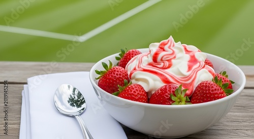 Fresh Strawberries with Whipped Cream and Strawberry Swirl