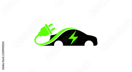 Electric car charging symbol logo.