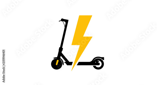 Cuadro en lienzo Electric scooter with lightning bolt symbol.