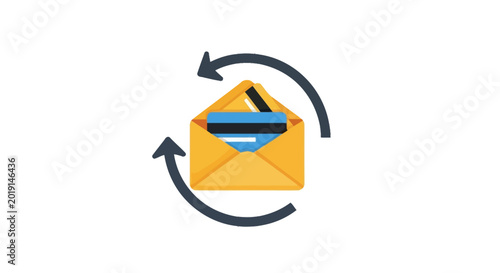 Εκτύπωση καμβά Envelope with pen and circular arrows.