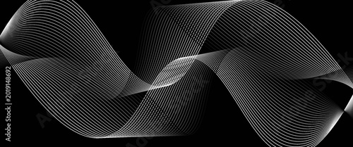 Abstract illustration of white waves in black background