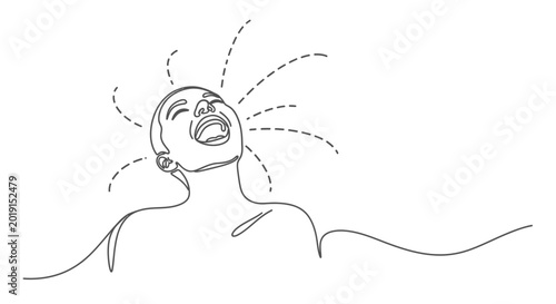 Cuadro en lienzo Screaming Head Silhouette with Sound Waves - Abstract Expression of Emotion
