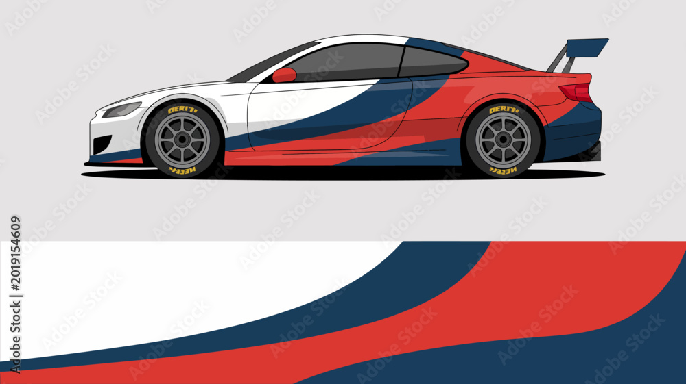Fototapeta premium Sporty Racing Car Side View Profile.
