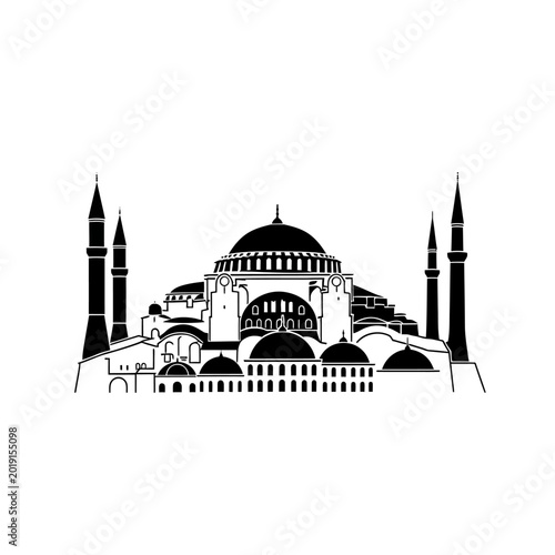 Canvastavla Hagia Sophia Mosque Silhouette: Istanbul Landmark, Byzantine Architecture, Islam