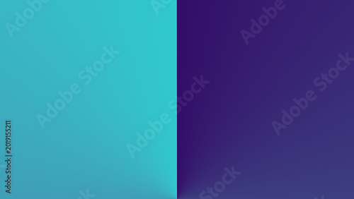 Schilderij op canvas A split screen background, featuring a bright, cyan color on, the left side, and