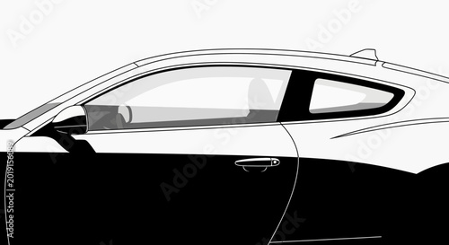 Modern coupe car silhouette side view for design and transportation concepts