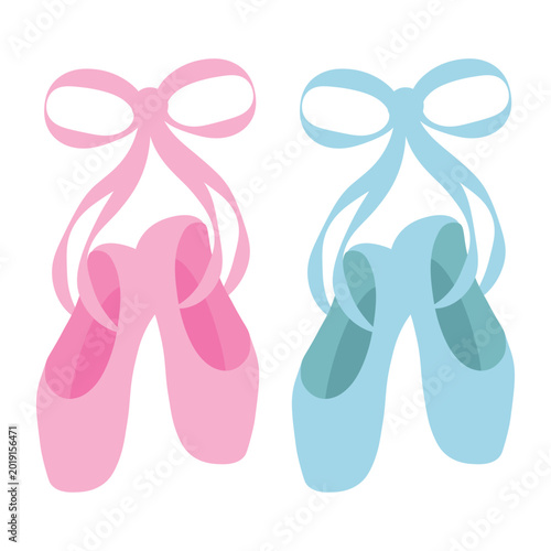Set of ballerina slippers for a ballet theme.
