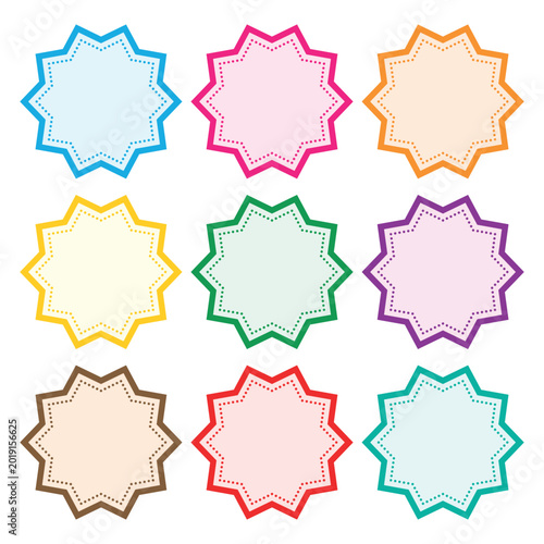 Set of colorful zigzag scalloped tags