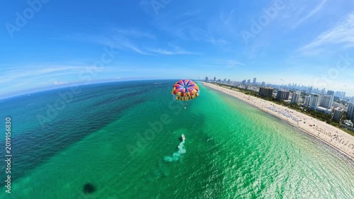 Aerial orbit parasailing Miami Beach Florida 2026