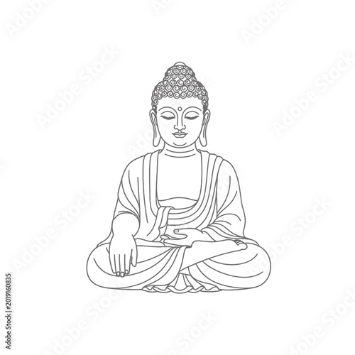 Zen Buddha Sitting in Meditation with Earth Touching Mudra