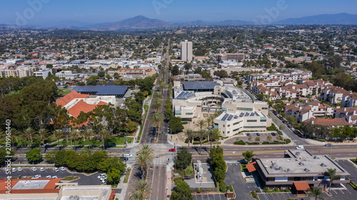 Aerial view of the dense urban downtown core of Chula Vista, California, USA.
